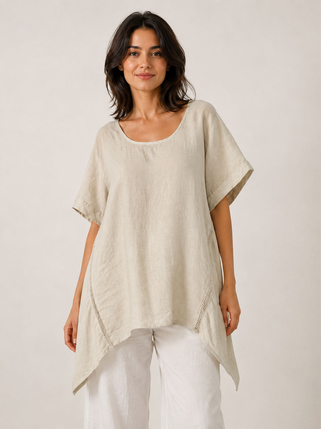 Vorsa Asymmetrical Hem Line Linen Top size 14-18 - Image 5