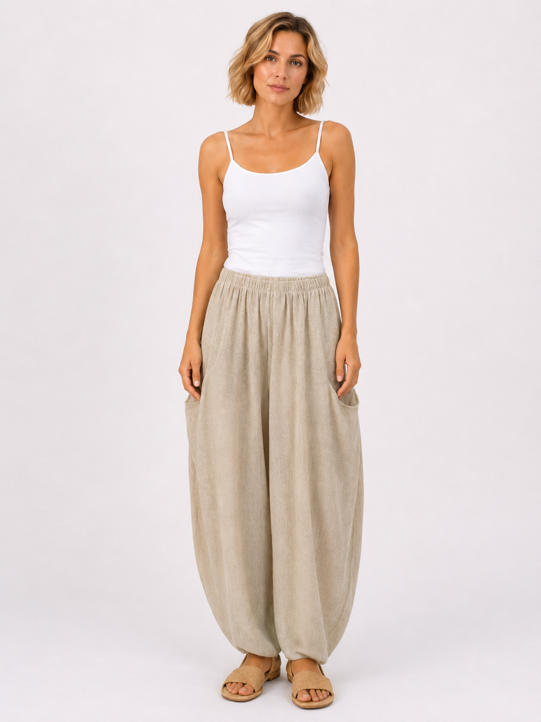 Delta Linen Mix Cocoon/Barrel Style Trousers 10-16 Sea Salt Collection - Image 12
