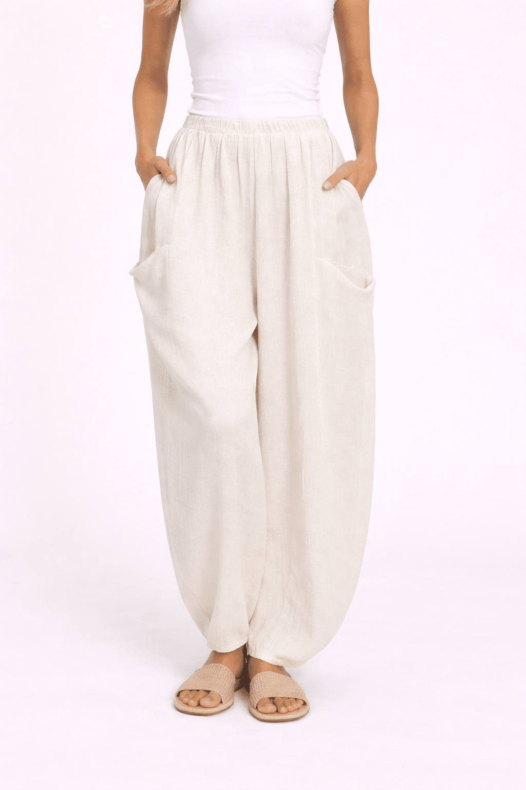 Delta Linen Mix Cocoon/Barrel Style Trousers 10-16 Sea Salt Collection - Image 5