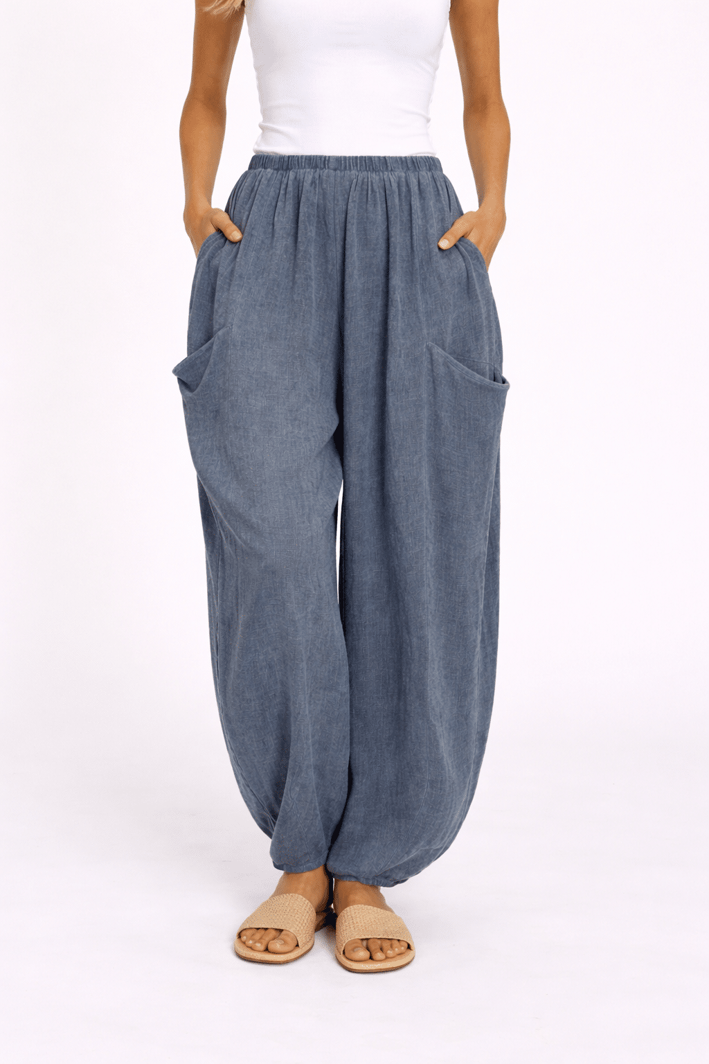 Delta Linen Mix Cocoon/Barrel Style Trousers 10-16 Sea Salt Collection - Image 7