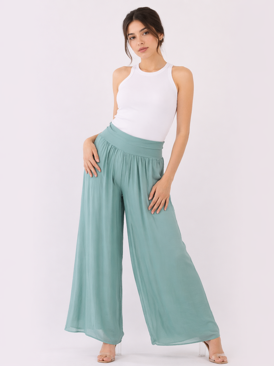 Leora Silk puffball Hem Floaty Trousers size 10-16 - Image 6