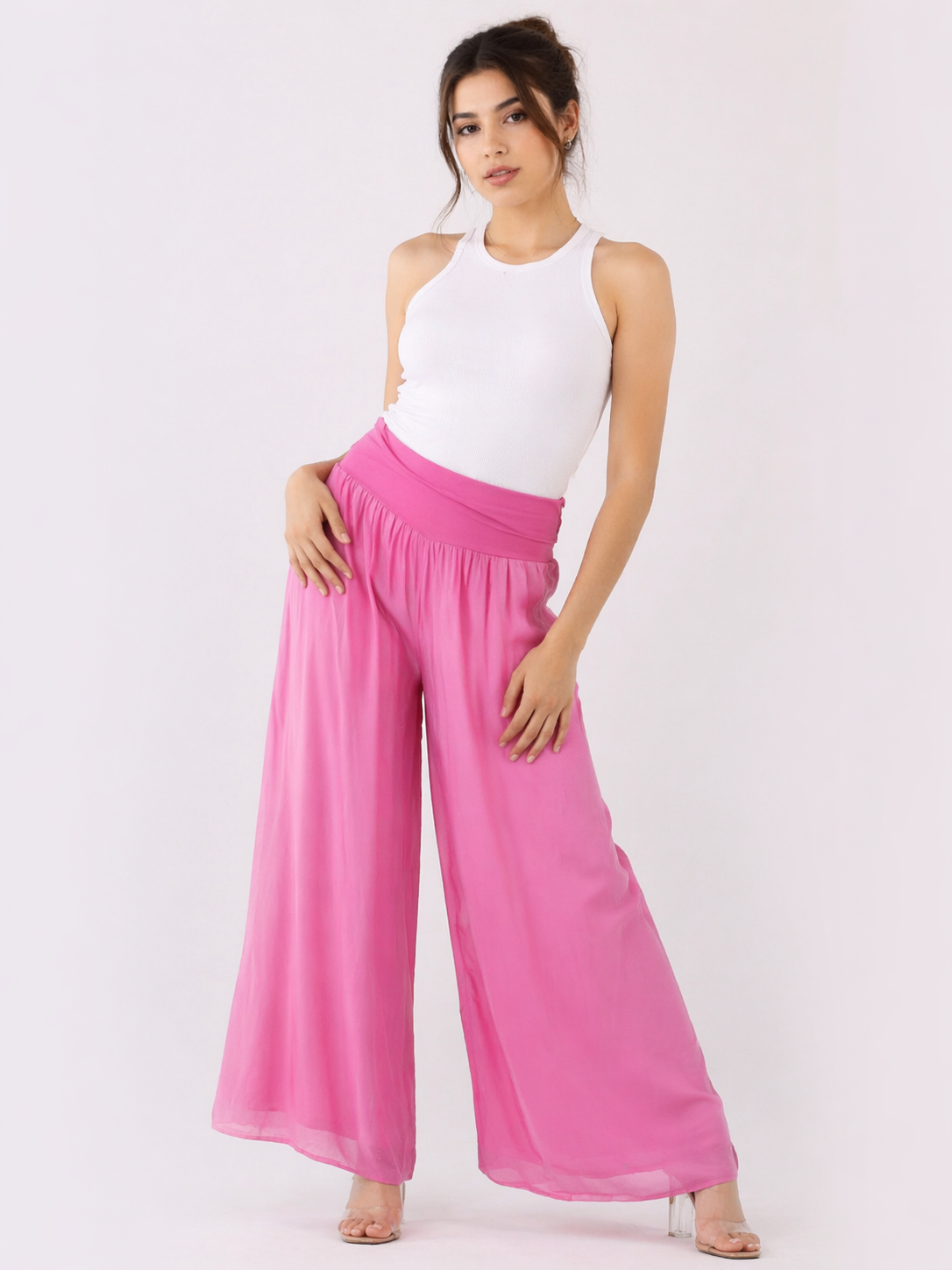 Leora Silk puffball Hem Floaty Trousers size 10-16 - Image 4