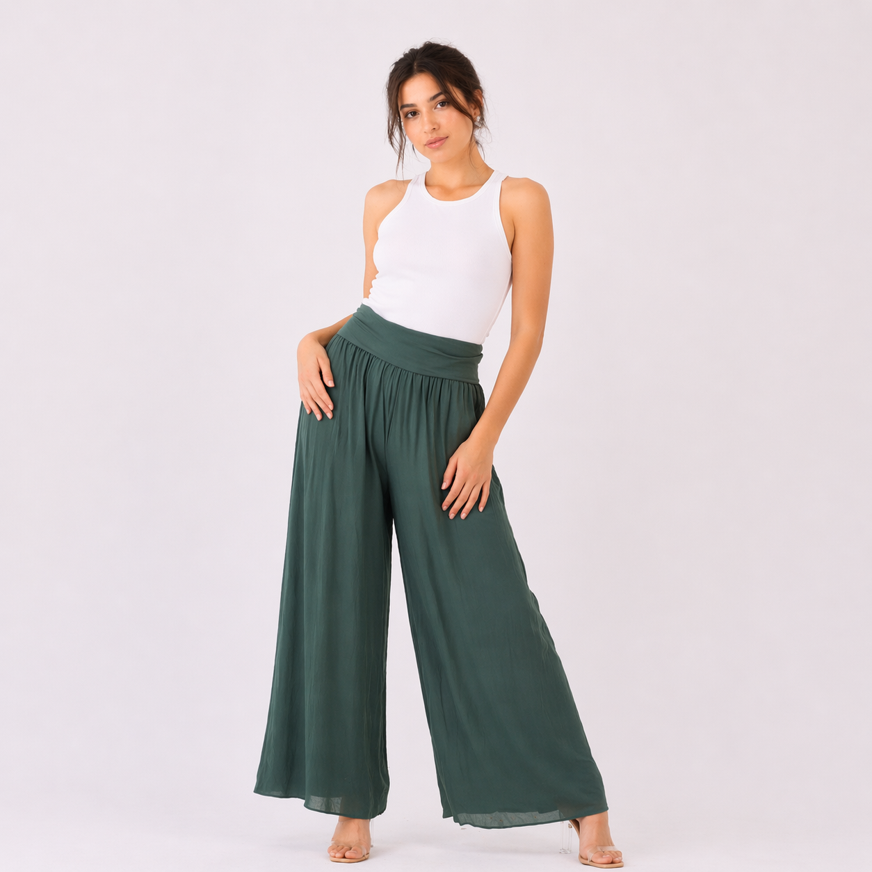 Leora Silk puffball Hem Floaty Trousers size 10-16