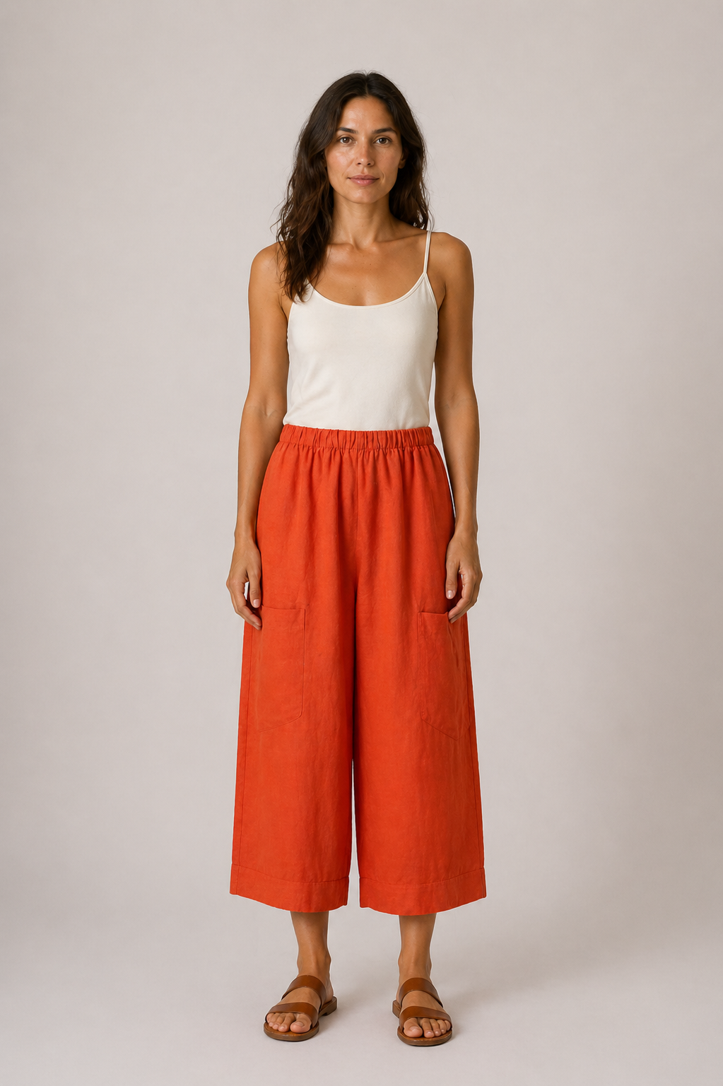 Julia Linen Short Cropped Baggy Trousers size 12-20 - Image 7
