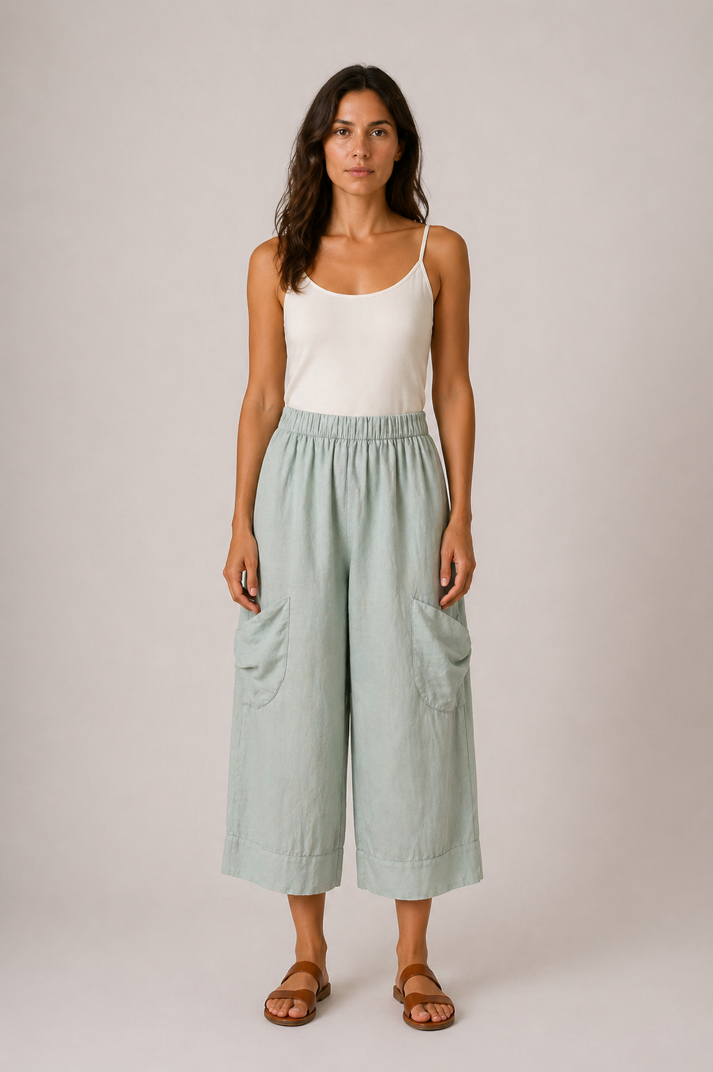 Julia Linen Short Cropped Baggy Trousers size 12-20 - Image 5
