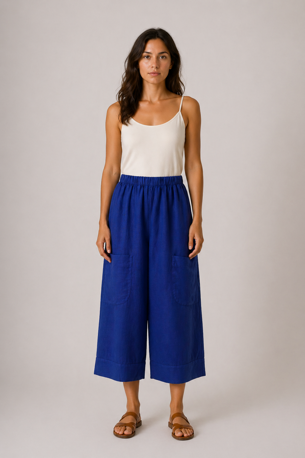 Julia Linen Short Cropped Baggy Trousers size 12-20 - Image 4