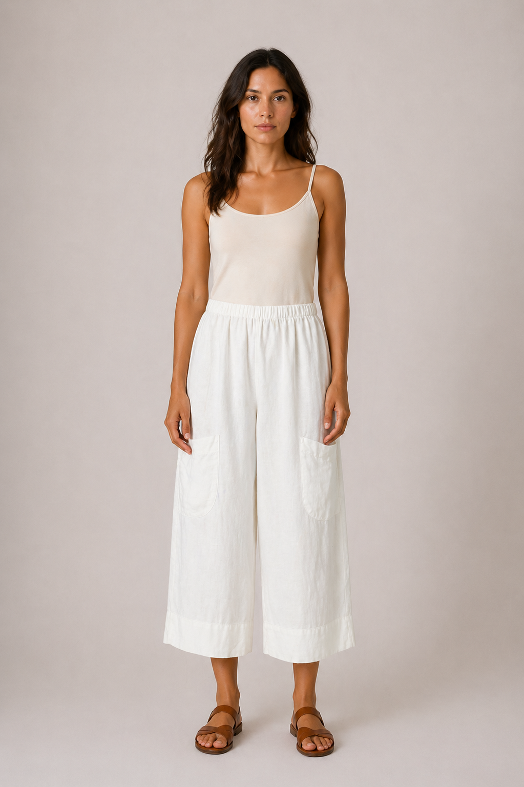 Julia Linen Short Cropped Baggy Trousers size 12-20 - Image 3