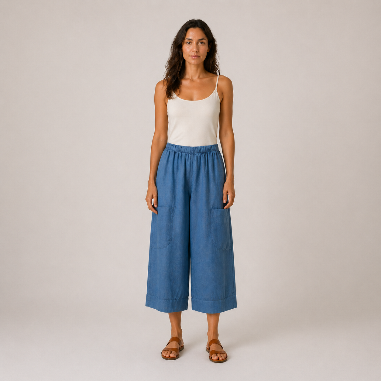 Julia Linen Short Cropped Baggy Trousers size 12-20
