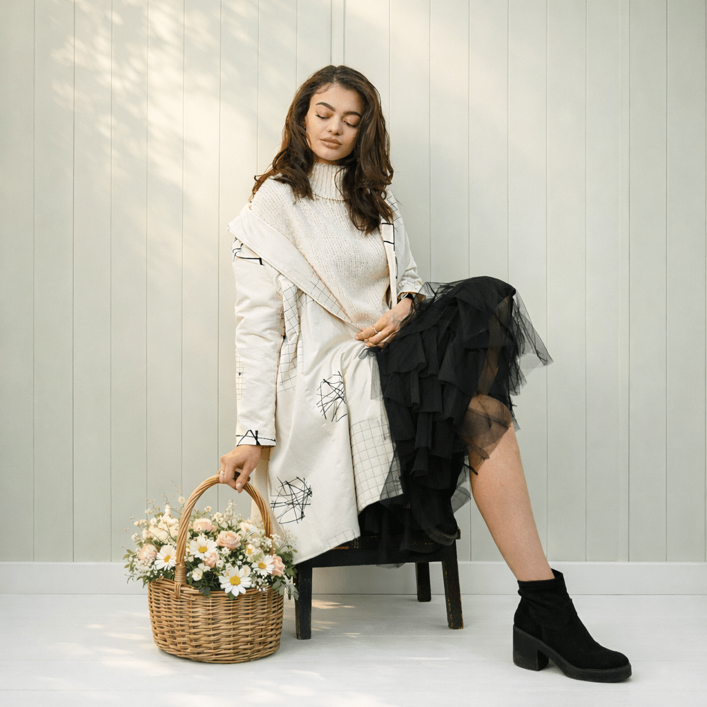 Elegant Woman Winter Scene