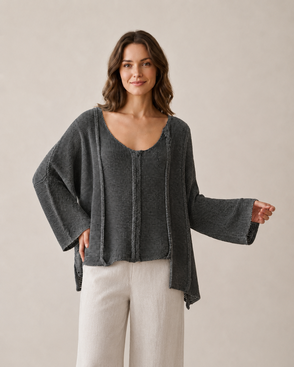 Zoey Asymmetrical Cotton Knitwear size 12-22 - Image 2