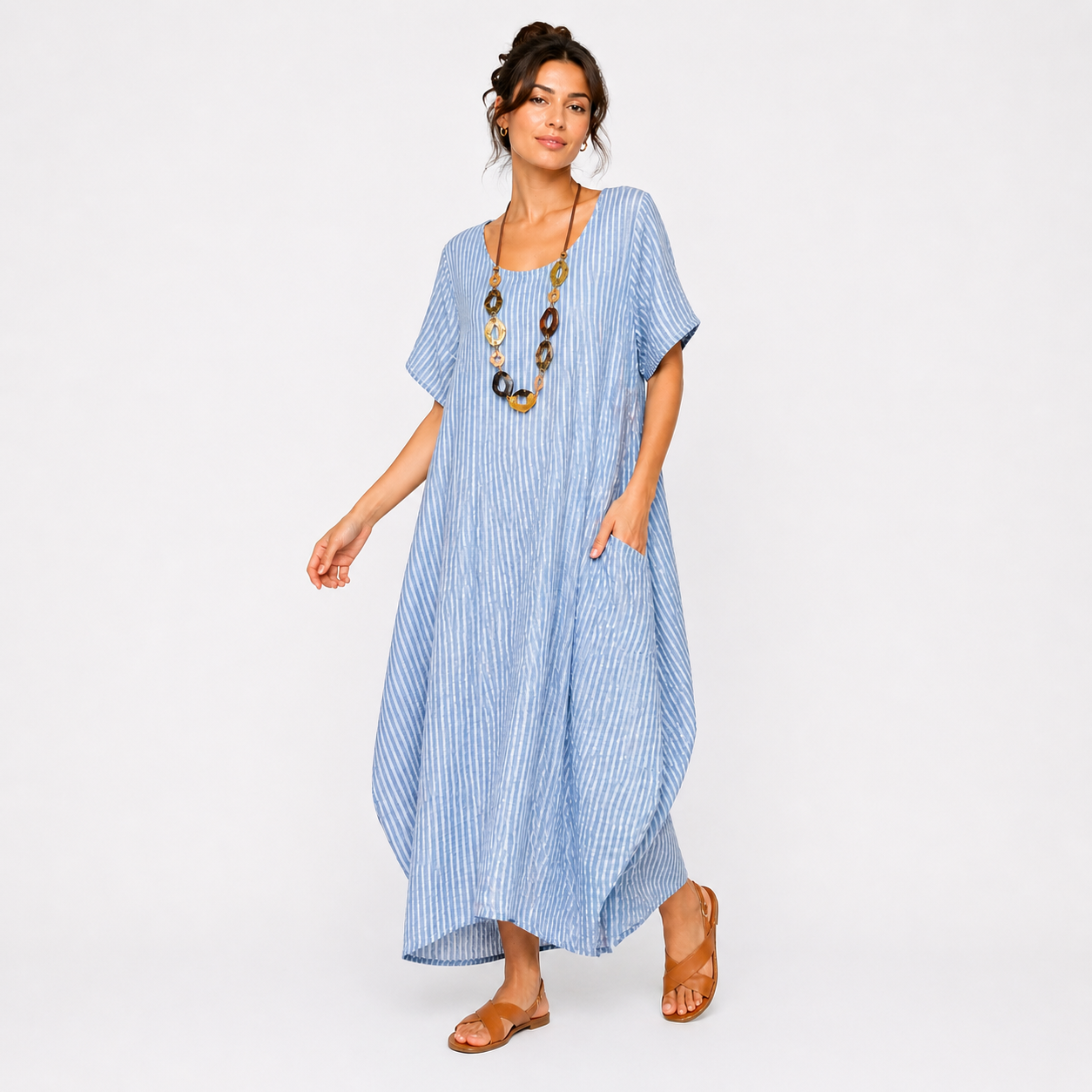 Luella Balloon Style Cotton Maxi Dress size 14-18 - Lagenlook Boutique