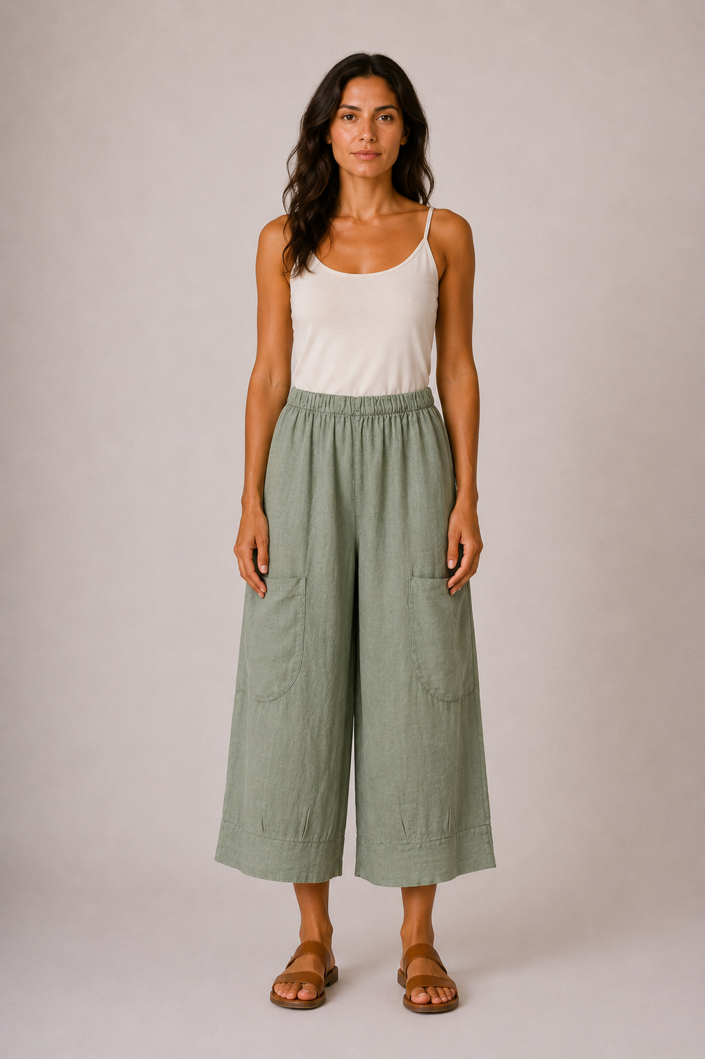 Julia Linen Short Cropped Baggy Trousers size 12-20 - Image 15