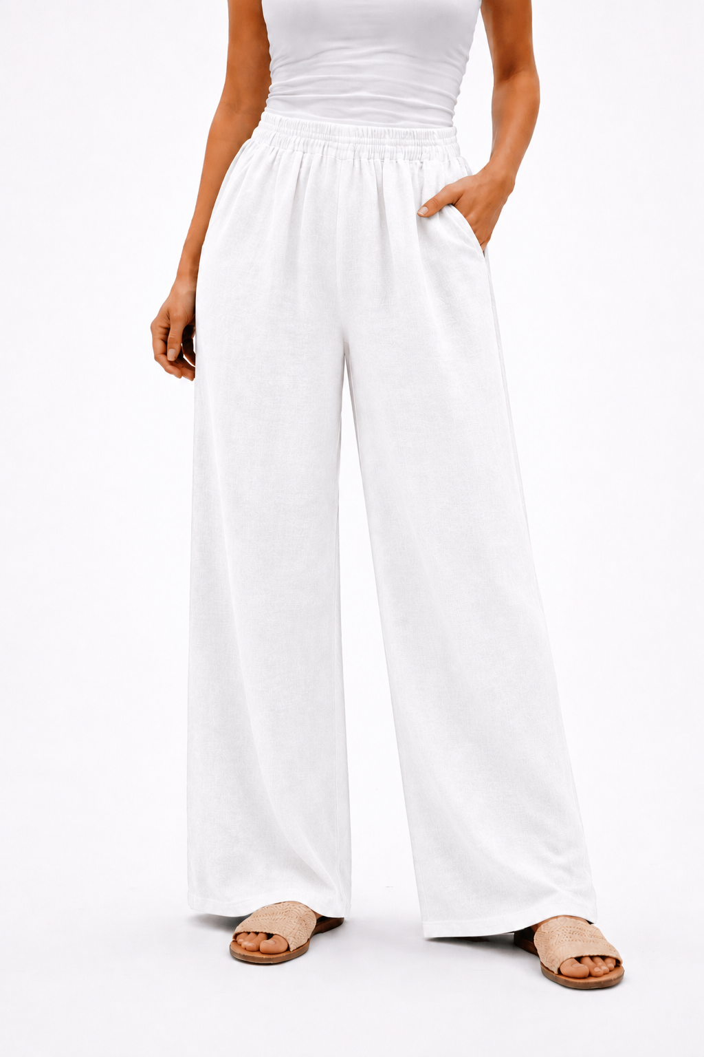 Dante Linen Mix Palazzo Trousers - Sea Salt Collection Size 12-16 - Image 13