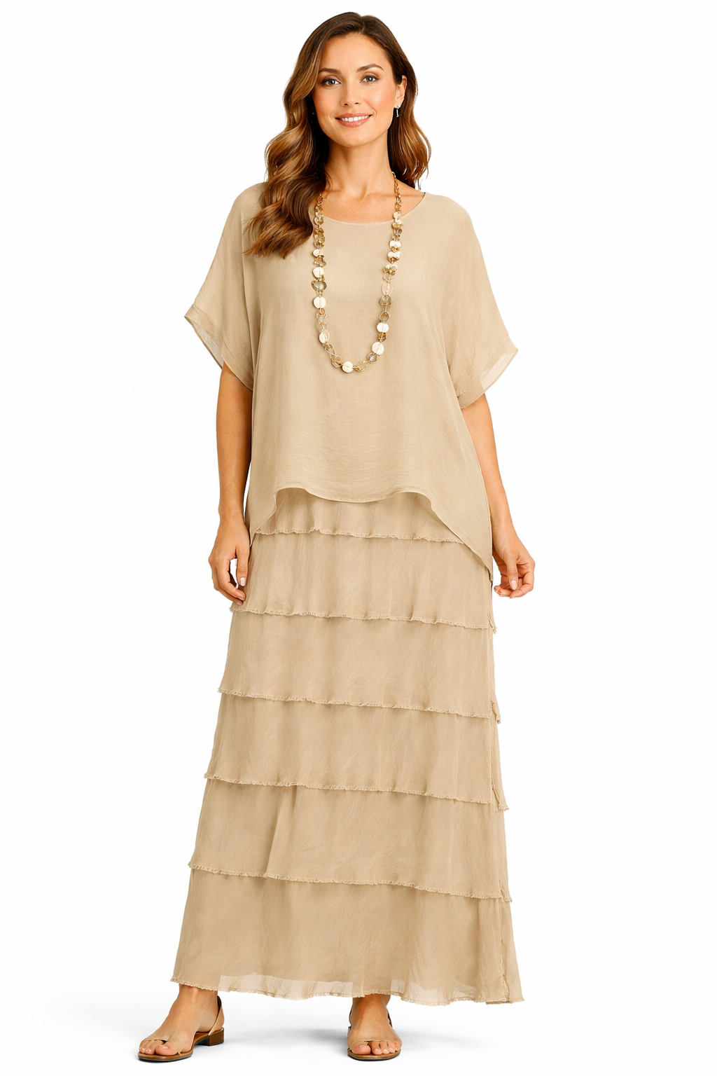 Irena Layered Silk Maxi Dress size 14-20 - Image 7