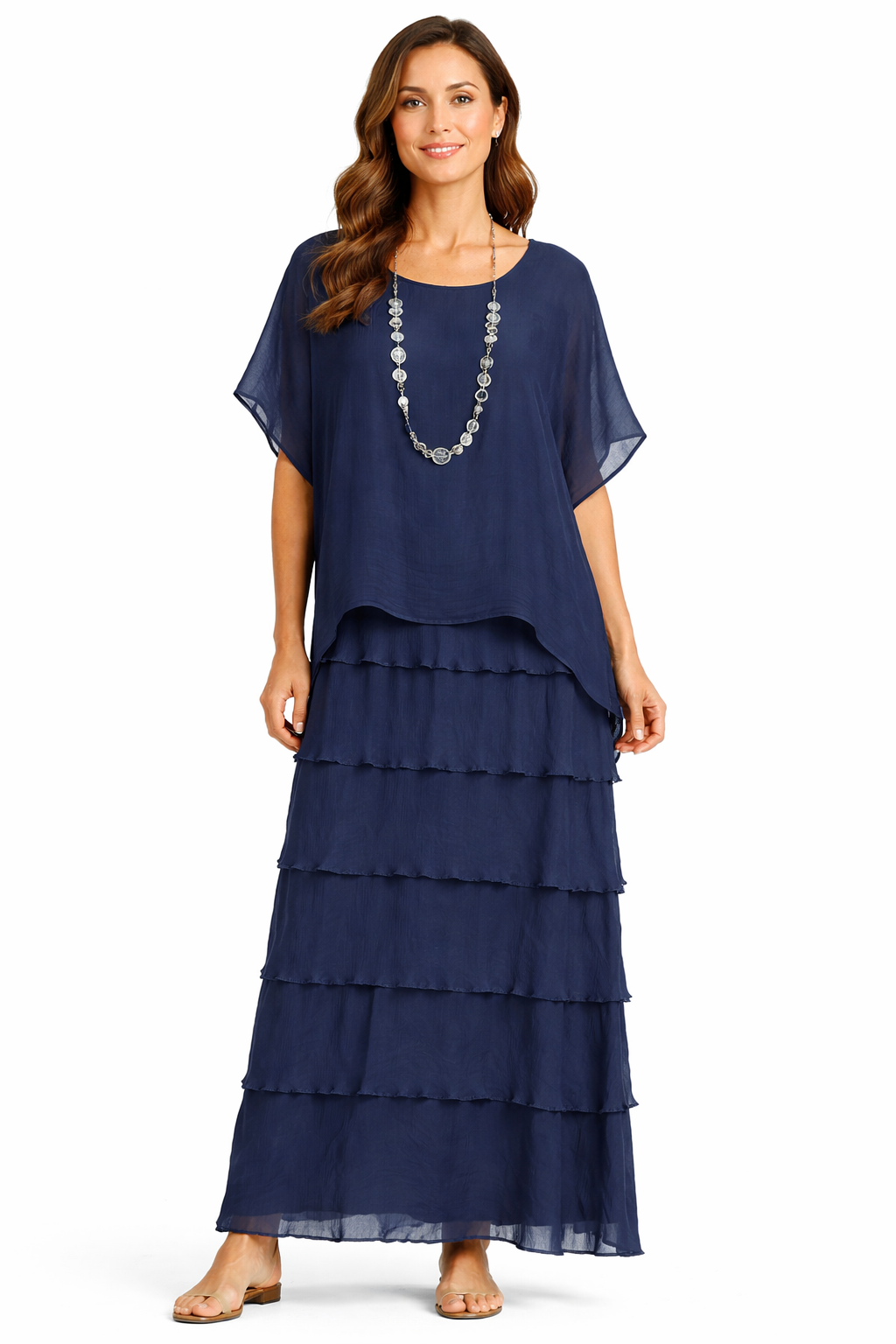 Irena Layered Silk Maxi Dress size 14-20 - Image 6