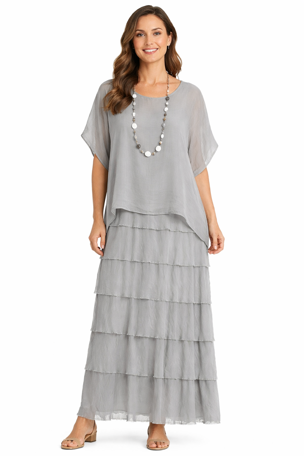 Irena Layered Silk Maxi Dress size 14-20 - Image 5