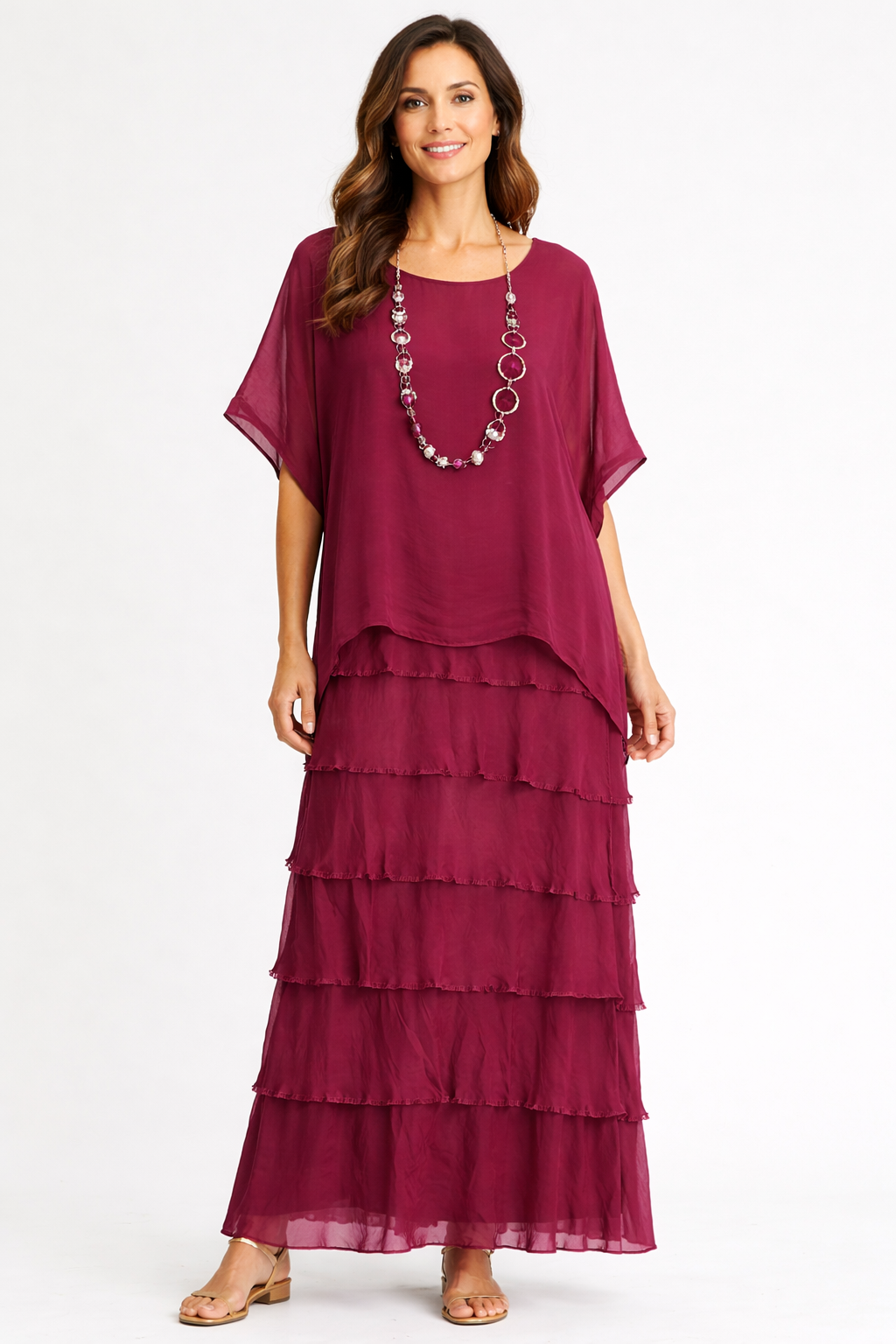 Irena Layered Silk Maxi Dress size 14-20 - Image 4