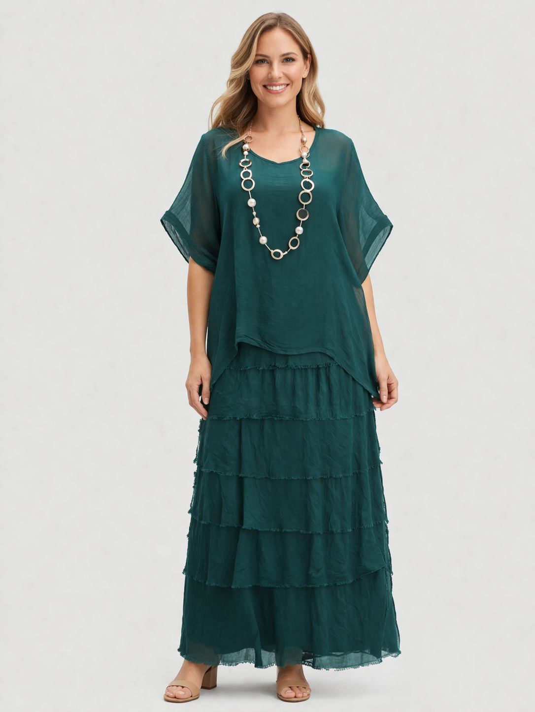 Irena Layered Silk Maxi Dress size 14-20 - Image 3