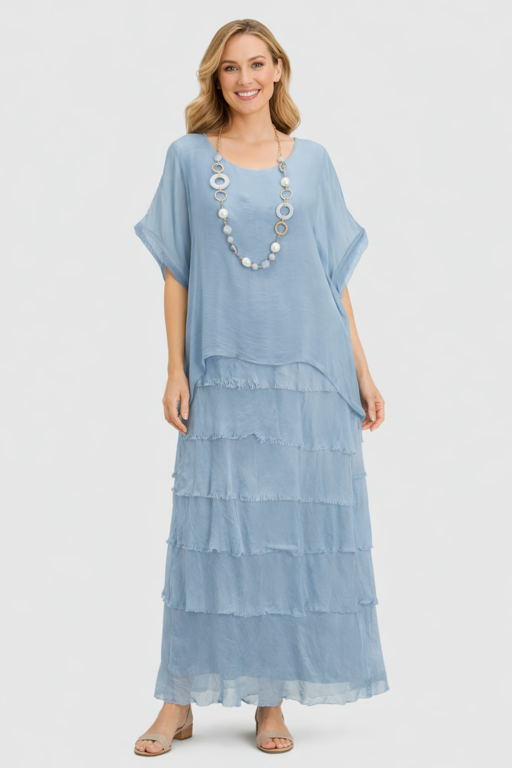 Irena Layered Silk Maxi Dress size 14-20 - Image 2