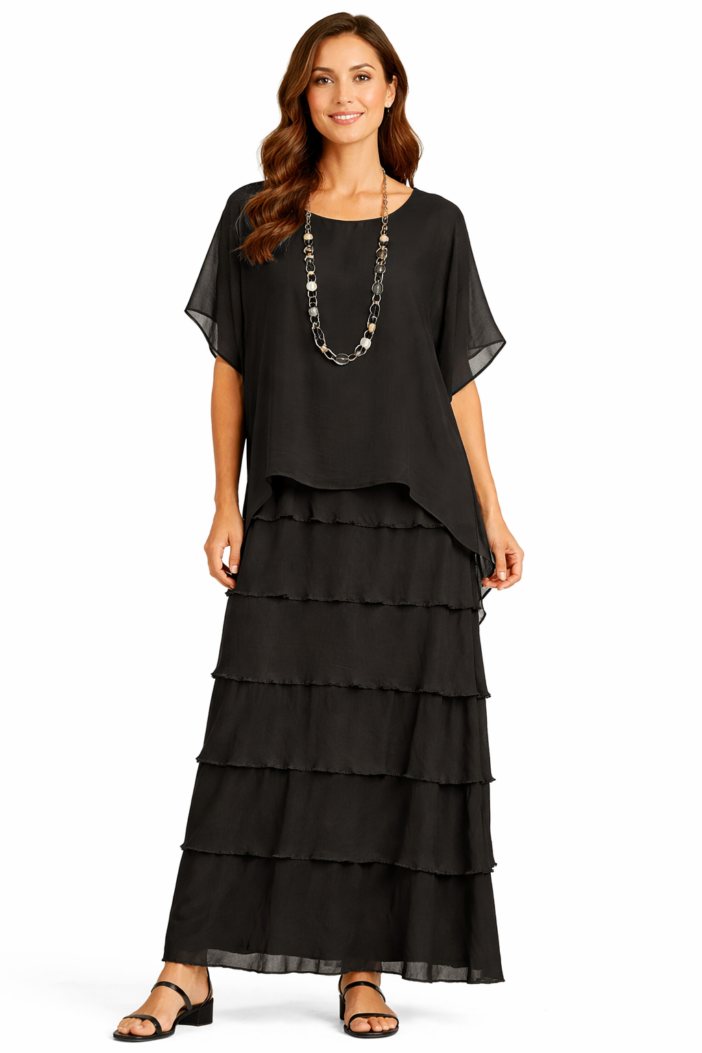 Irena Layered Silk Maxi Dress size 14-20 - Image 9