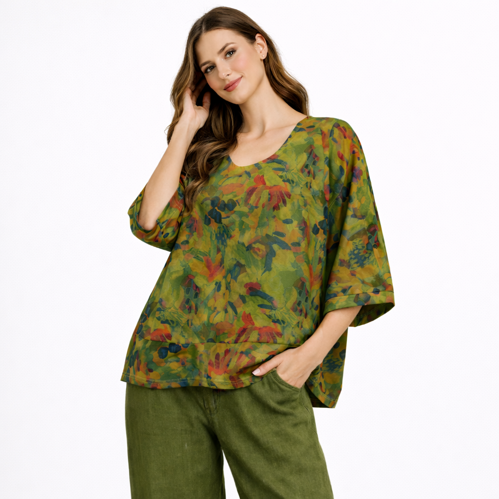 Torino short cropped printed Top by Bella Blue14-18 &18-22