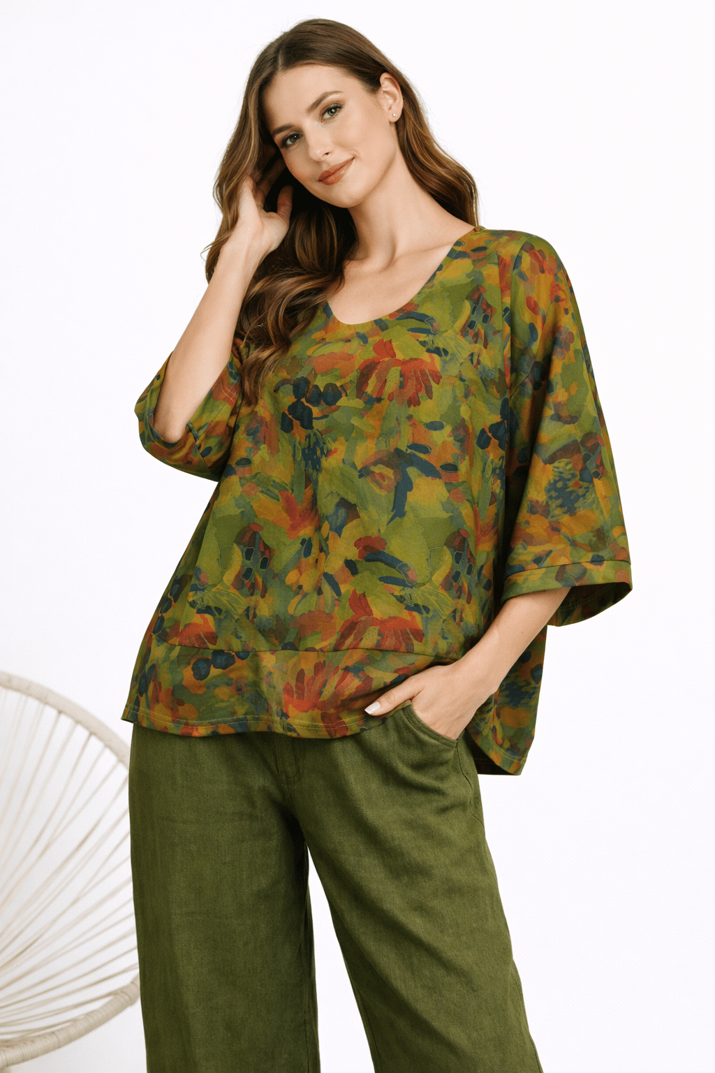 Torino short cropped printed Top by Bella Blue14-18 &18-22 - Image 2