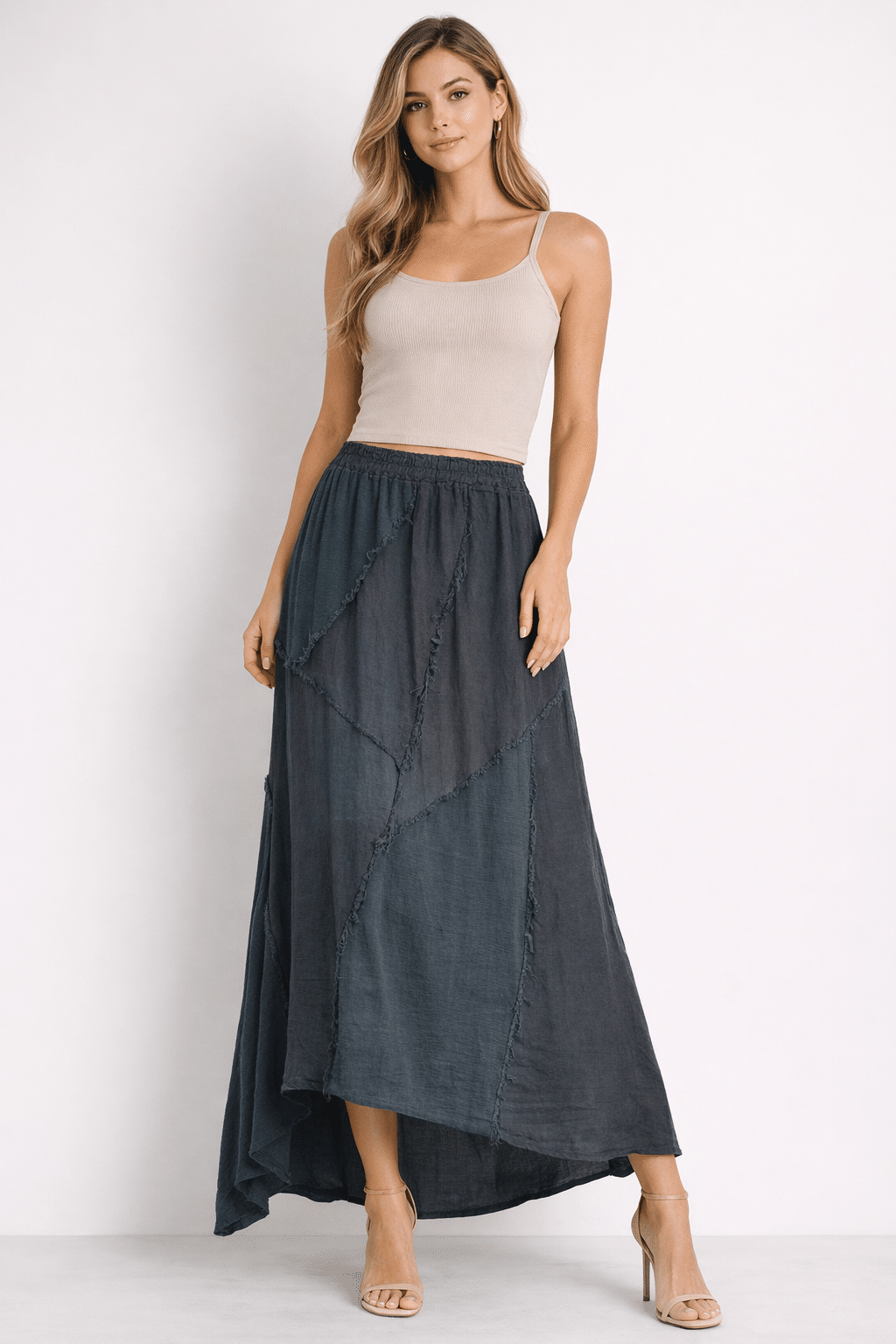 Santos Asymmetrical Linen Maxi Skirt 12-18 - Image 2