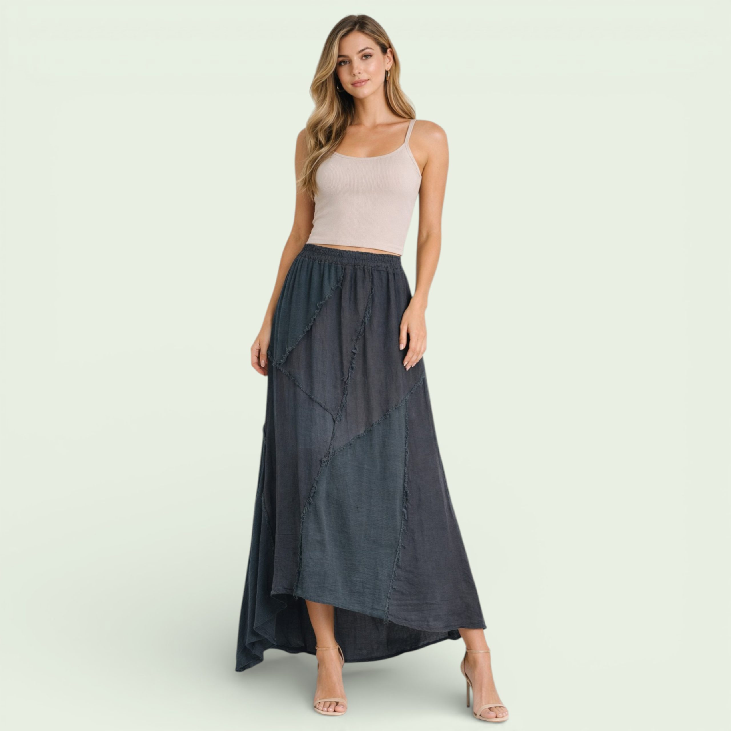 Santos Asymmetrical Linen Maxi Skirt 12-18