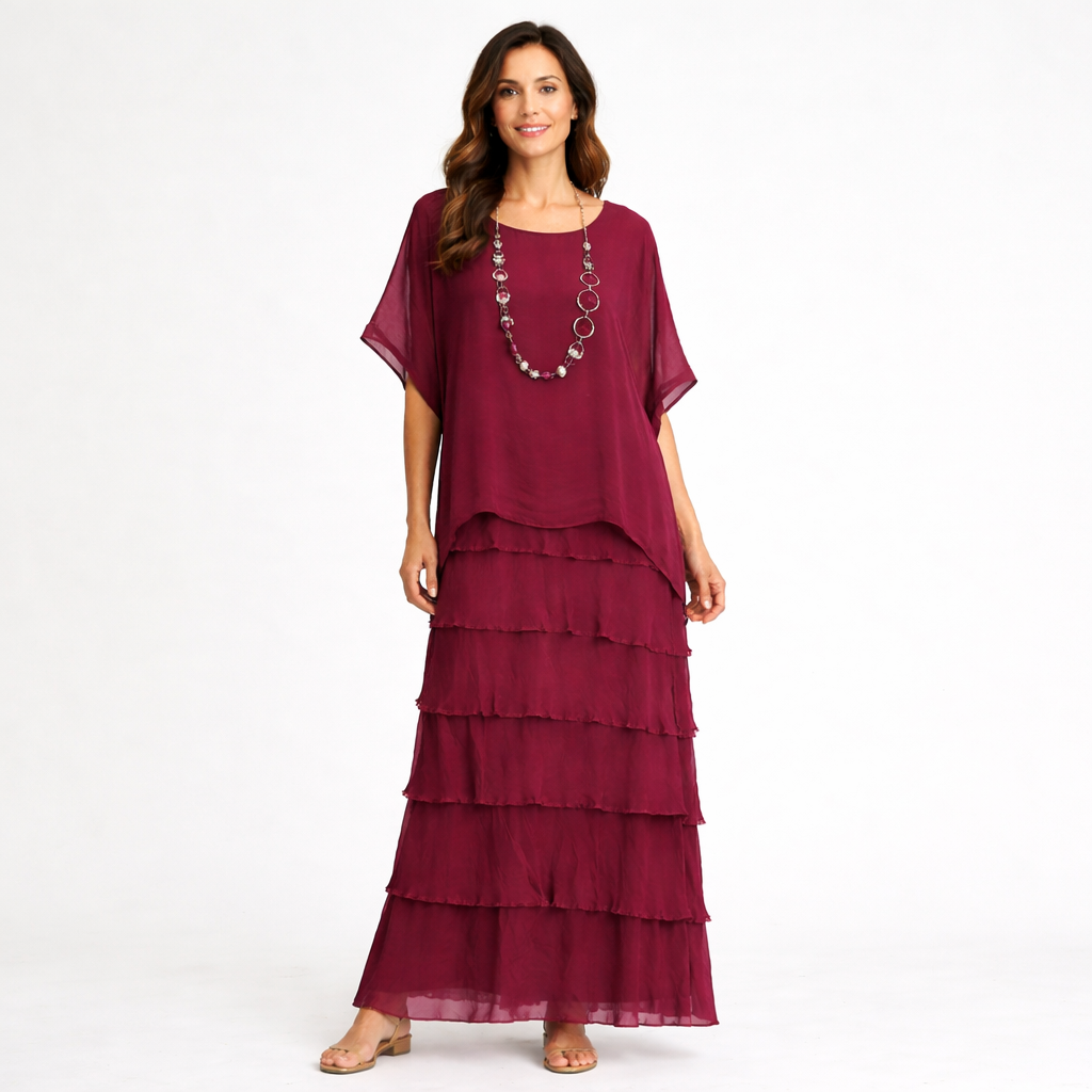 Irena Layered Silk Maxi Dress size 14-20 - Image 11