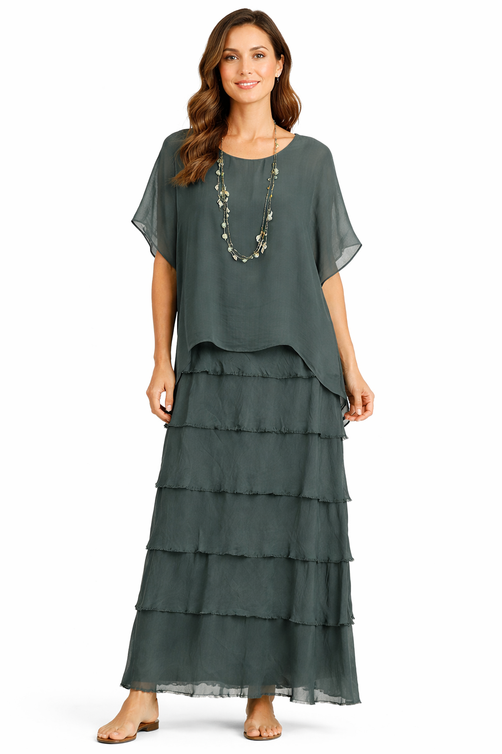 Irena Layered Silk Maxi Dress size 14-20 - Image 8