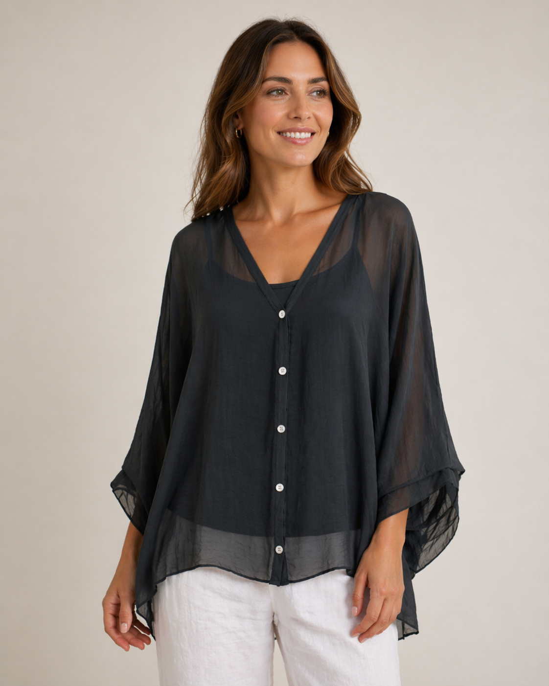Marnie Silk Oversized Button up Blouse size12-20 - Image 4