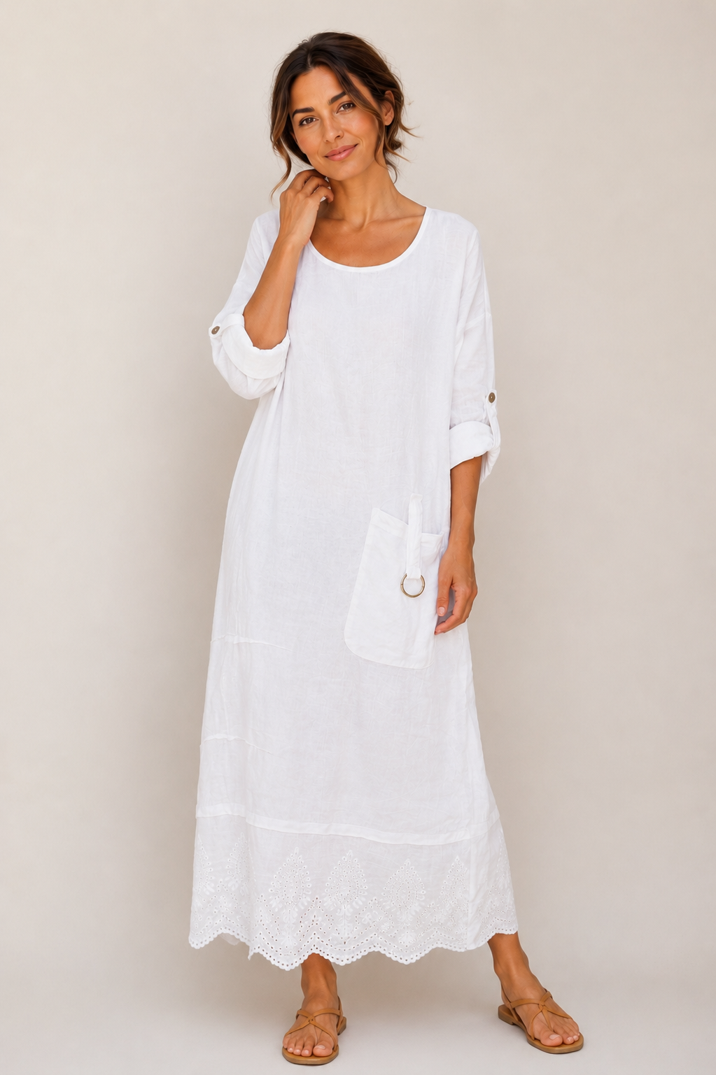 Lagos Lagenlook Loose Style Linen Dress 14-16 - Image 5
