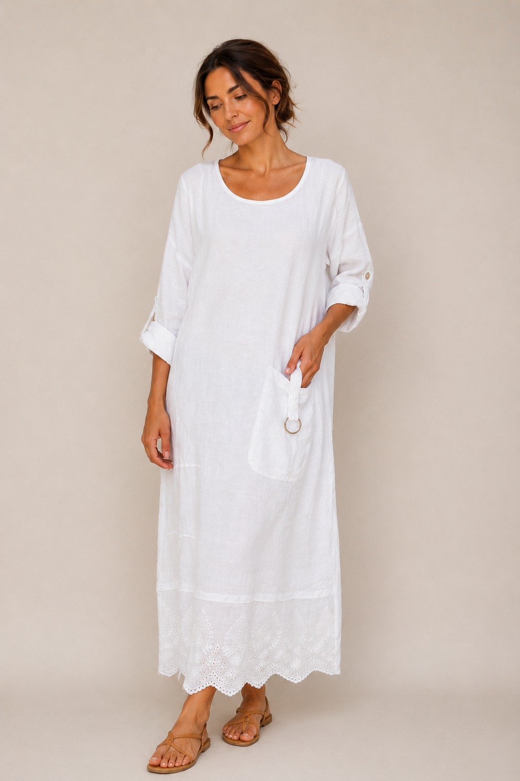 Lagos Lagenlook Loose Style Linen Dress 14-16 - Image 4