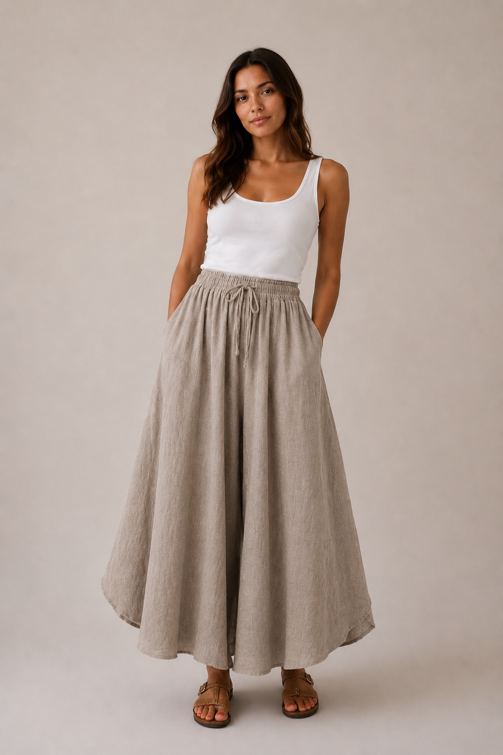 Melissa Linen Mix Extra Flared Culottes 12-18 Sea Salt Collection - Image 8