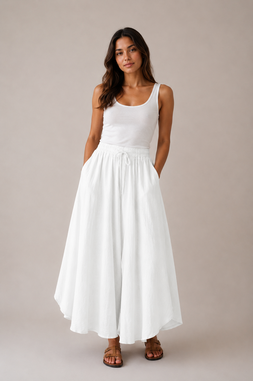 Melissa Linen Mix Extra Flared Culottes 12-18 Sea Salt Collection - Image 7