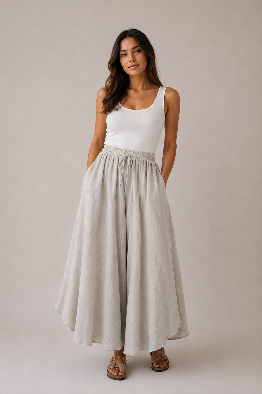 Melissa Linen Mix Extra Flared Culottes 12-18 Sea Salt Collection - Image 6