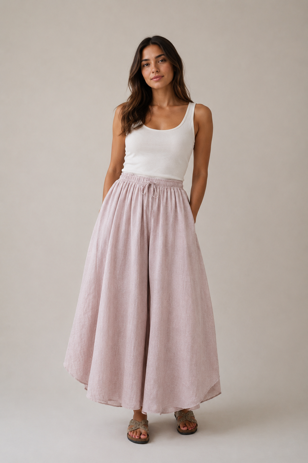 Melissa Linen Mix Extra Flared Culottes 12-18 Sea Salt Collection - Image 3