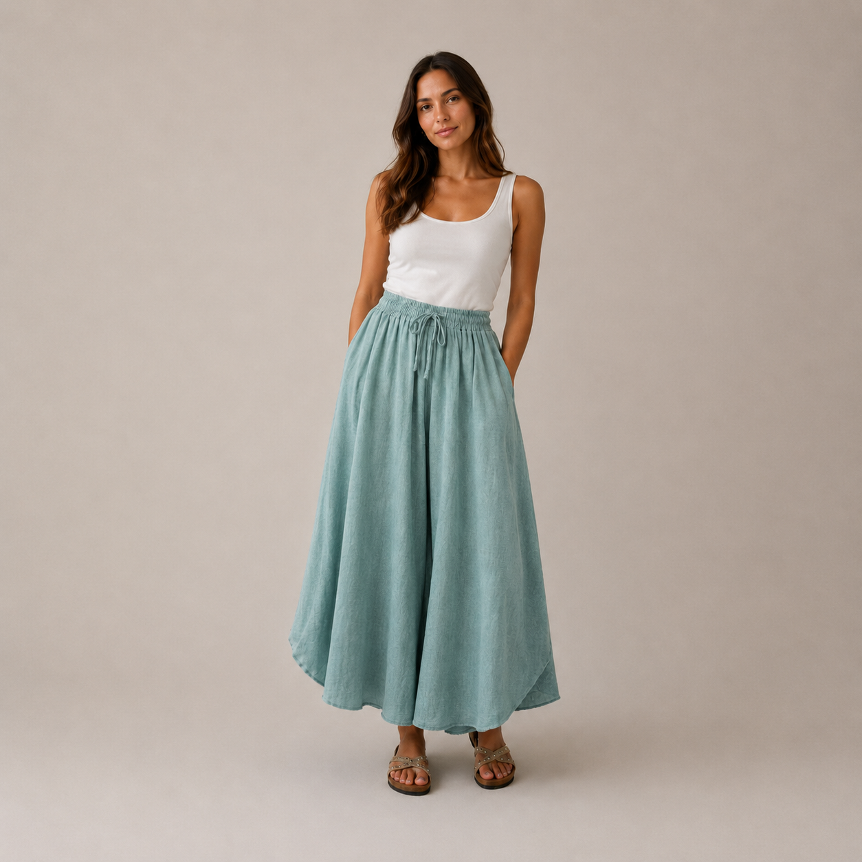 Melissa Linen Mix Extra Flared Culottes 12-18 Sea Salt Collection