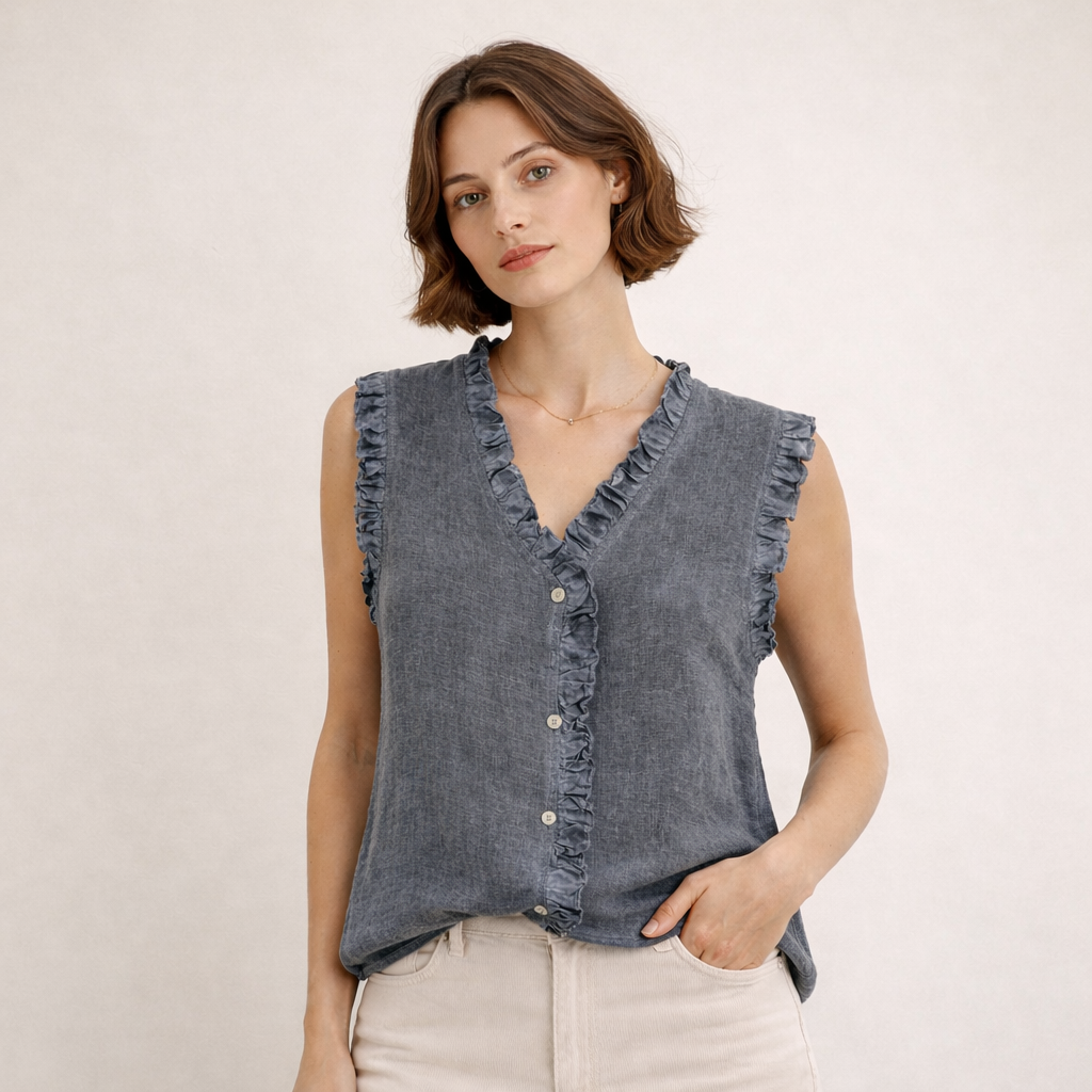 Carla Linen Mix Cotton Waistcoat/Top10-14