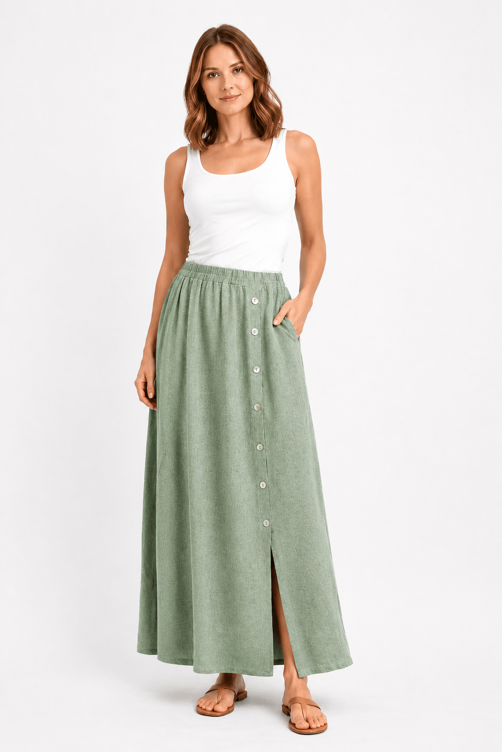Dolce Linen Mix Maxi Skirt 14-18 Sea Salt Collection - Image 9