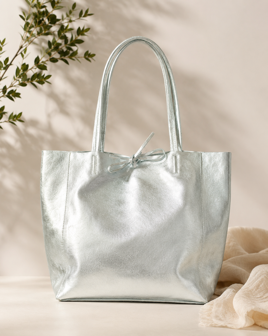Metallic Leather Tote Bag - Image 7