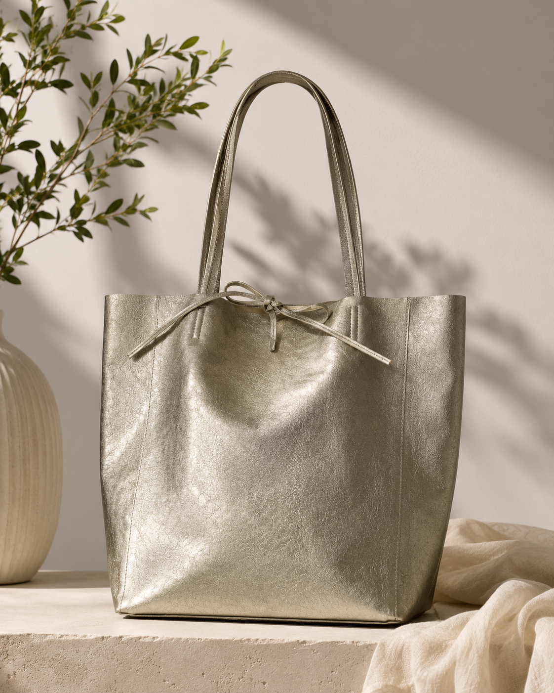Metallic Leather Tote Bag - Image 6