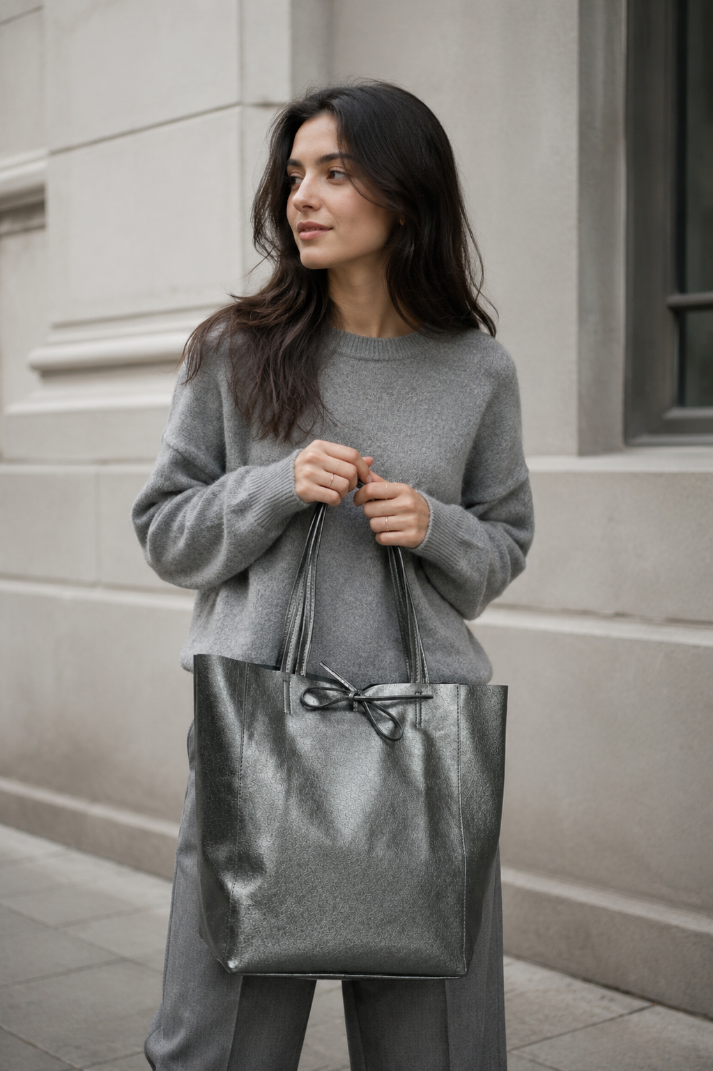 Metallic Leather Tote Bag - Image 2