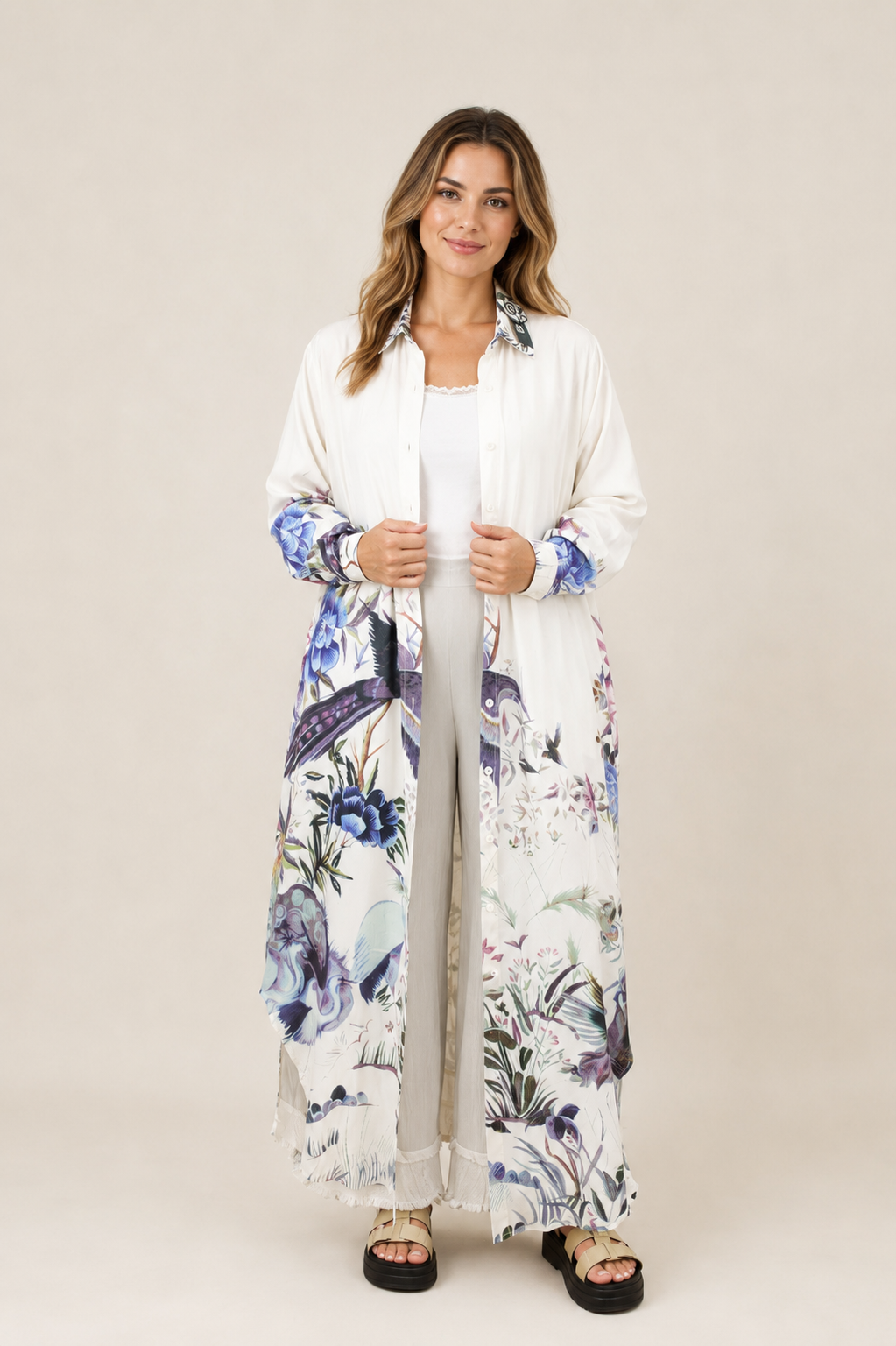 Loweri Botanical Print Long Shirt Dress Size 18-22 - Image 2