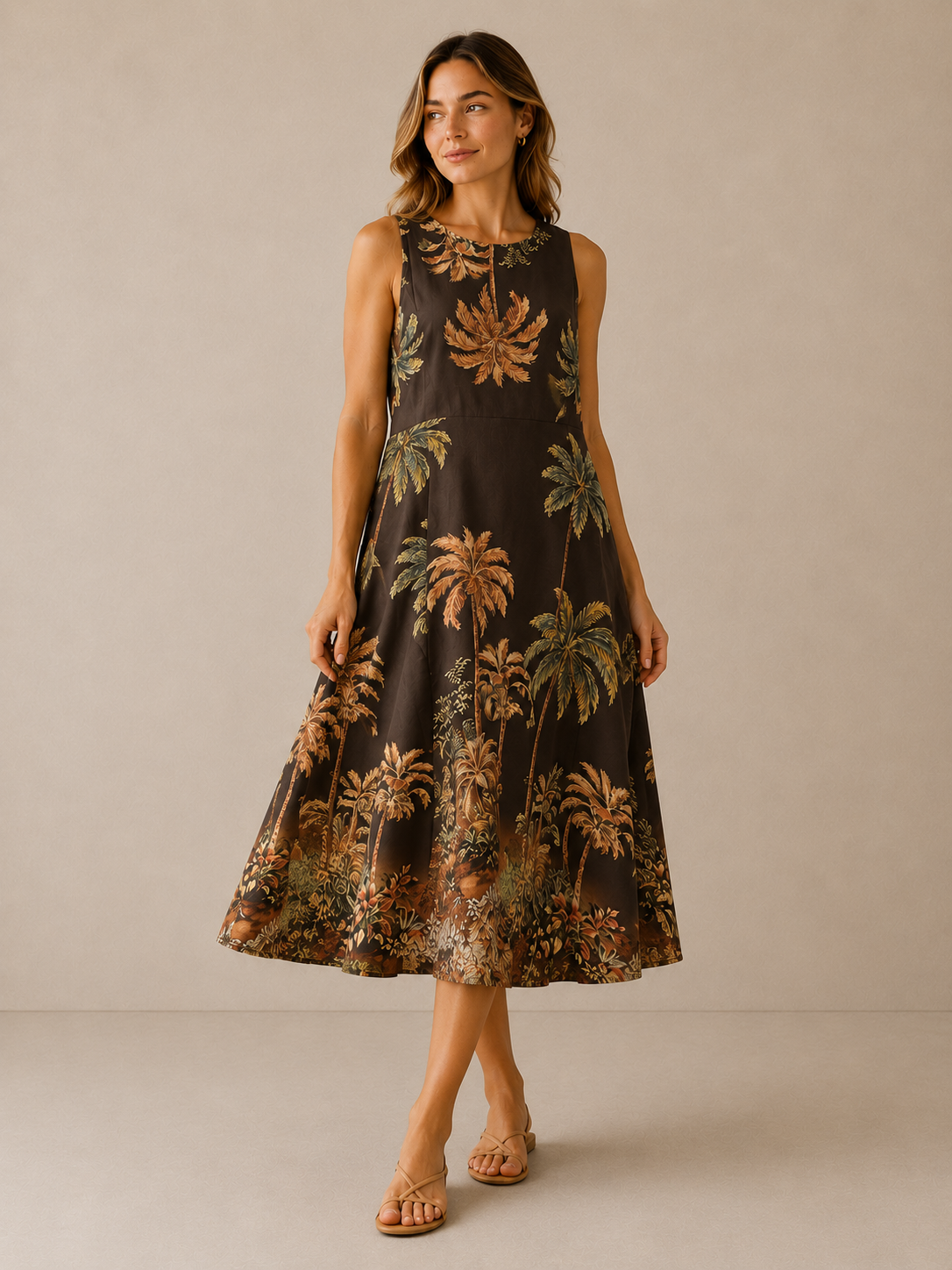 San Remo A Line Style Sleeveless Dress Abstract Print 14-16 - Image 2