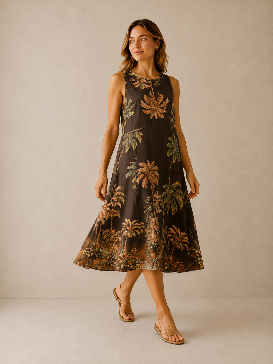 San Remo A Line Style Sleeveless Dress Abstract Print 14-16 - Image 3