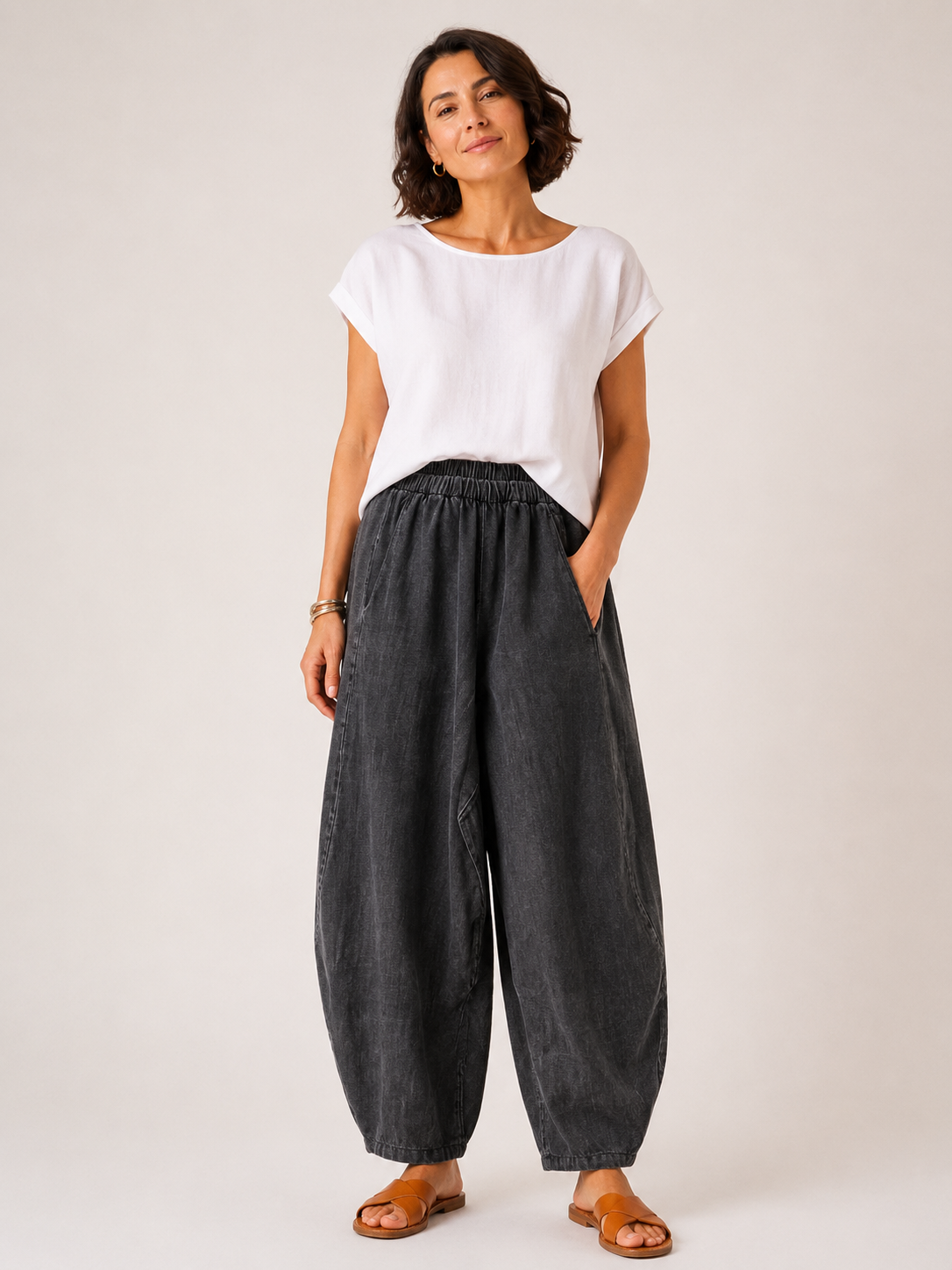 Surrey 100% Linen Baggy Boho Trousers 20-26 - Image 8