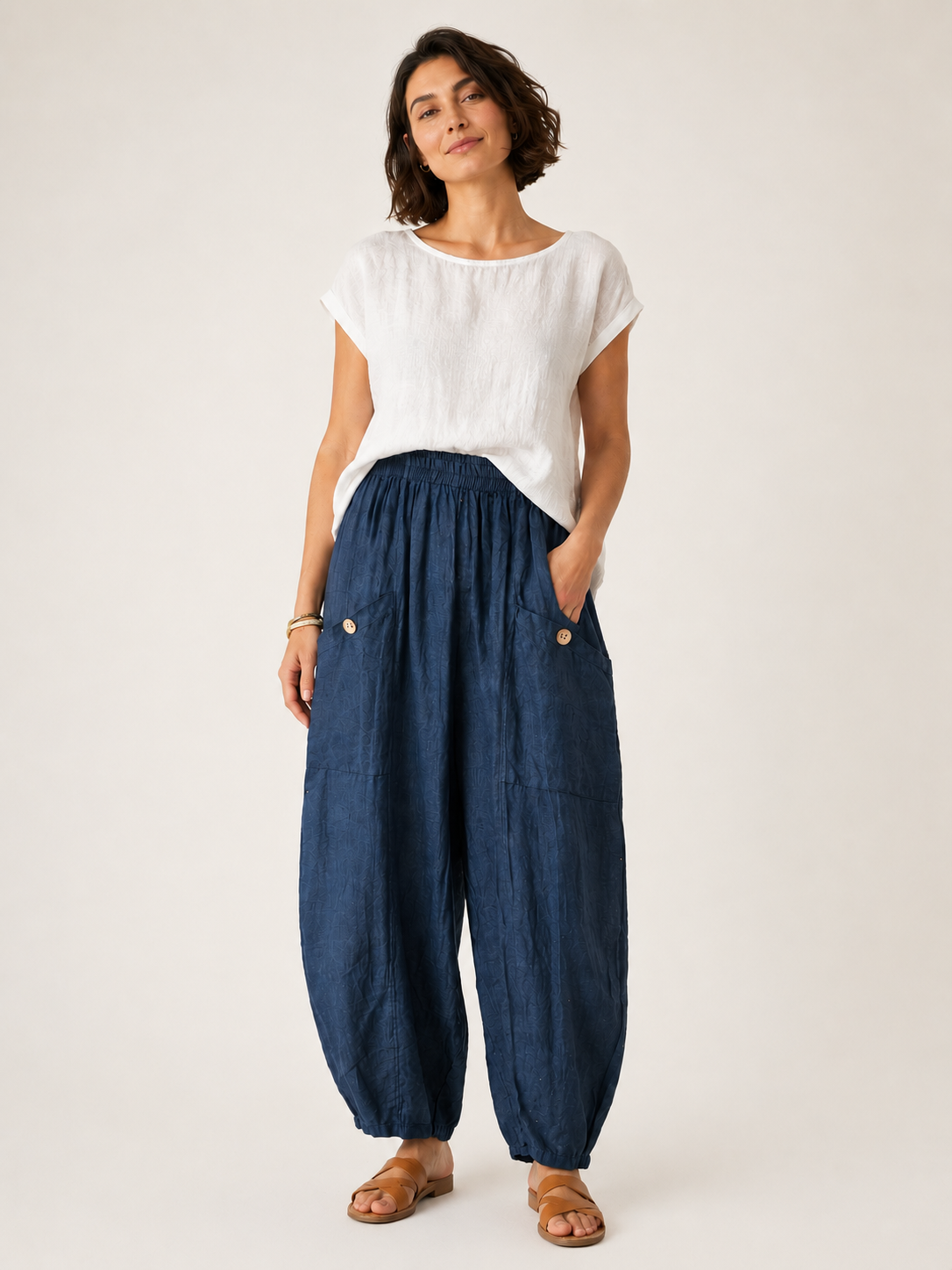 Surrey 100% Linen Baggy Boho Trousers 20-26 - Image 2