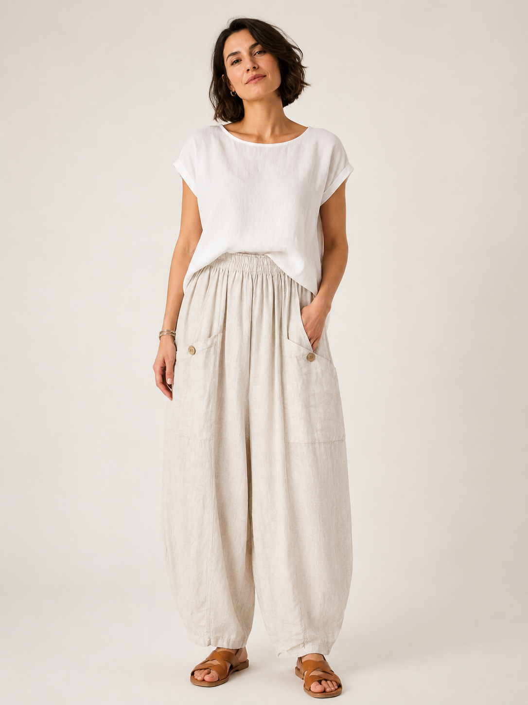 Surrey 100% Linen Baggy Boho Trousers 20-26 - Image 3