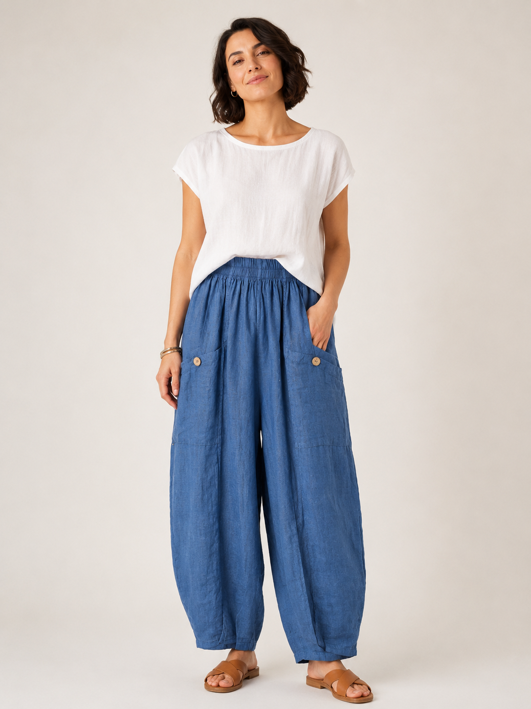 Surrey 100% Linen Baggy Boho Trousers 20-26 - Image 4